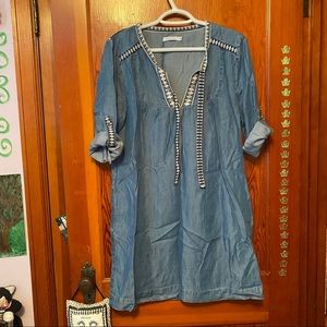 Kenneth Cole Reaction tunic chambray top S